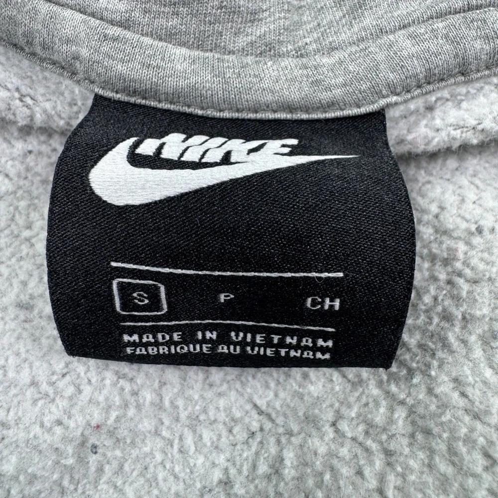 Nike Men's Small Gray Full Zip Fleece Hoodie Embroidered Swoosh Sportswear
